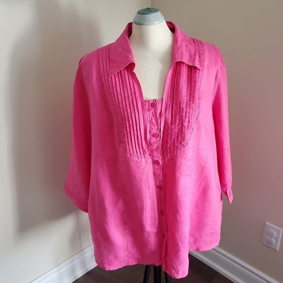 EDWARD 100% Linen Pink Shirt Size 3X - Picture 5 of 6